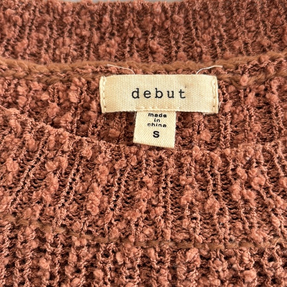 Debut Cropped Oversized Long Sleeve Colorblock Tri Color Knit Sweater Size Small - Picture 5 of 8